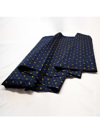 Bavlnená látka – Tmavo modrá – žltý kvet