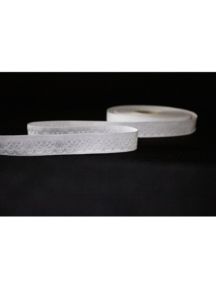 Vyšívaná krojová stuha biela – 2 cm