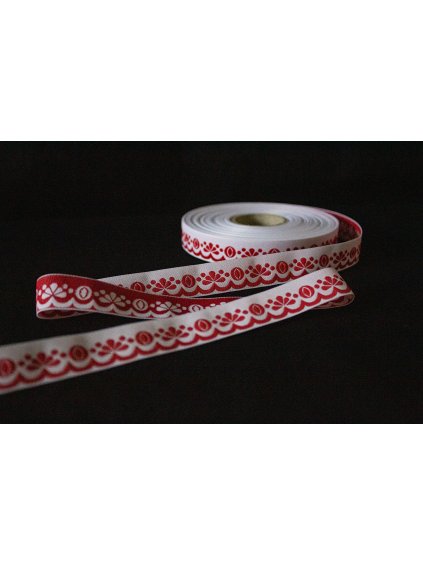 Vyšívaná krojová stuha červená – 2 cm