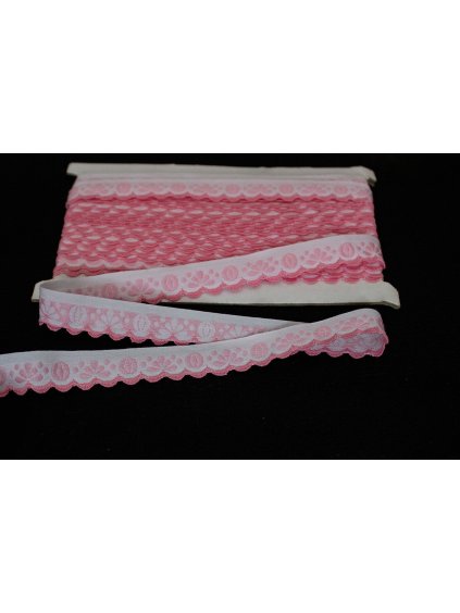 Vyšívaná krojová stuha ružová – 2 cm