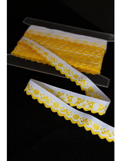Vyšívaná krojová stuha žltá – 2 cm