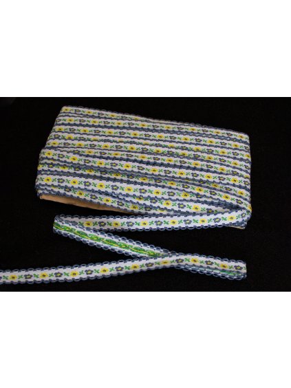 Vyšívaná stuha biela - 1,3 cm