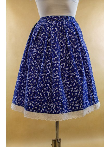 Dámska skladaná modrá sukňa - vzor listy