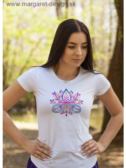 Dámske vyšívané tričko - Fialová
