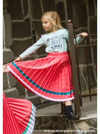 Detská plisovaná sukňa - Korál