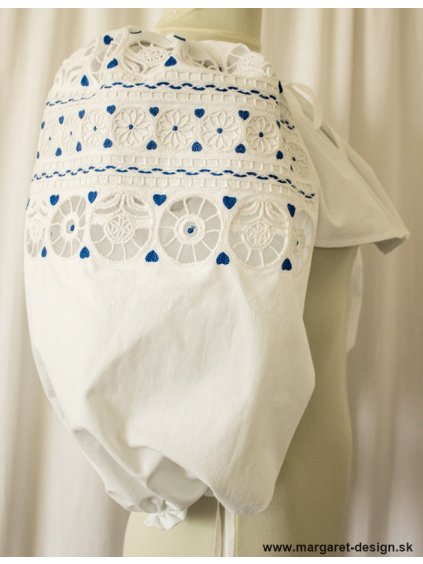 Ručne vyšívané oplecko s tylom - Detva (biele)