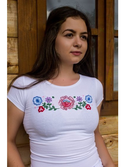 Dámske vyšívané tričko - Hriňová - biele