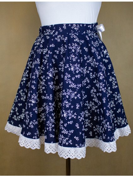 Dámska folklórna kruhová sukňa tmavo modrá