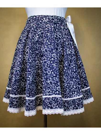 Dámska ľanová sukňa tmavo modrá - kvet