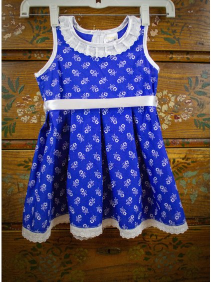 Dievčenské modré šaty s margarékou