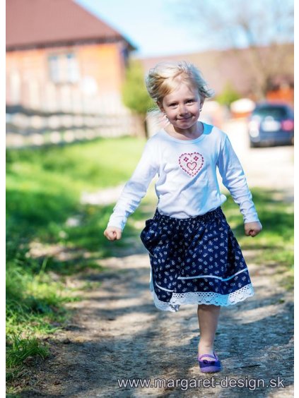 Tmavomodrá suknička so vzorom - biely drobný kvietok