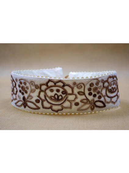 Ručne vyšívaný ľanový opasok – vzor Detva