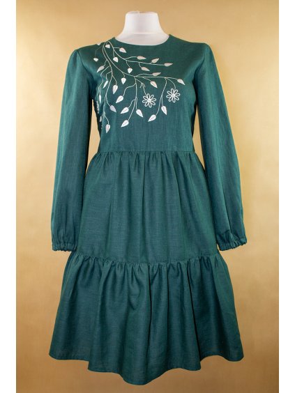 Zelené dámske šaty vyšívane