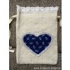 Ľanové multifunkčné vrecúško - modré srdiečko