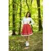Červená kruhová folklórna sukňa so vzorom -kvietky