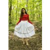 Biela skladaná folklórna sukňa s výšivkou - Detva