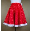 Dámska kruhová červená sukňa - vzor kvet