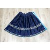 Modrá skladaná folklórna sukňa s výšivkou - Korytárky