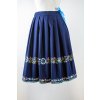 Modrá skladaná folklórna sukňa s výšivkou - Korytárky