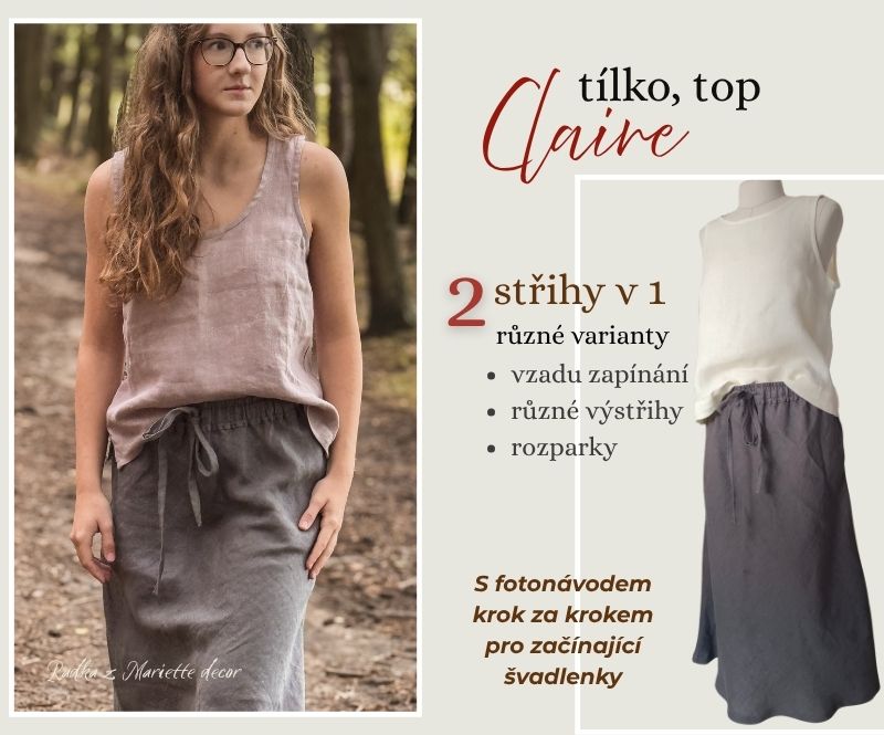 šicí střih na tílko CLAIRE od Mariette decor