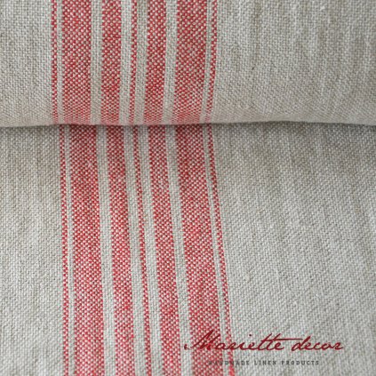 100% len FRENCH HOUSE red stripes 380 g/m2....č.60linen fabric in red stripes 1339933 p 7695 p n 47a 1491894653