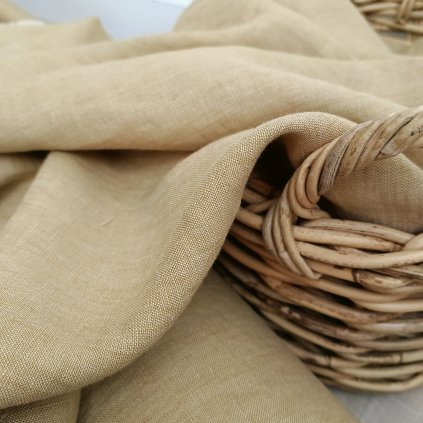 vzorek 8x3,5cm...100% len DIJON MUSTARD MELANGE 205 g/m2....č.2