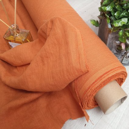 vzorek 8x3,5cm...100% len TERRACOTTA 205 g/m2....č.19