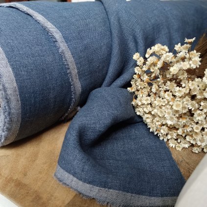 100% len JEANS MELANGE 205 g/m2, na bytový textil