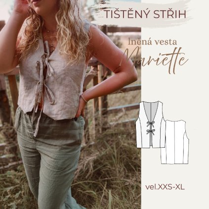 Papírový střih na lněnou vestu Mariette+ PDF fotonávod