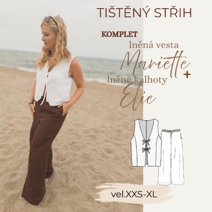 Papírový šicí střih  – vesta Mariette + kalhoty Elie