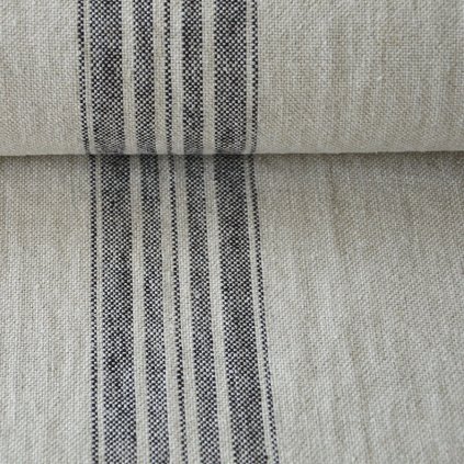 100% len FRENCH HOUSE grey stripes 380 g/m2....61, na matrace
