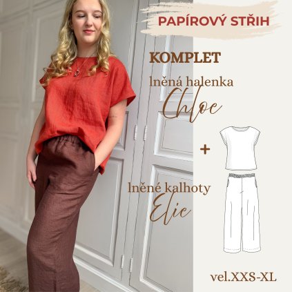 papírový halenka Chloe + kalhoty elie