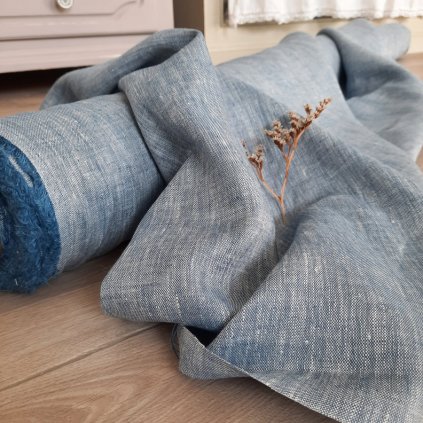 100% len metráž FRENCH BLUE 190g/m2....č.23, na povlečení