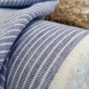 vzorek 8x3,5cm...100% len BLUE/WHITE stripes 205g/m2....č.80