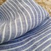 vzorek 8x3,5cm...100% len BLUE/WHITE stripes 205g/m2....č.80