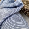 vzorek 8x3,5cm...100% len BLUE/WHITE stripes 205g/m2....č.80