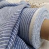 vzorek 8x3,5cm...100% len BLUE/WHITE stripes 205g/m2....č.80