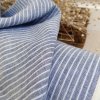 vzorek 8x3,5cm...100% len BLUE/WHITE stripes 205g/m2....č.80