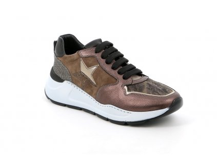 sneaker donna leather and fabric taupe multi 40 gradi