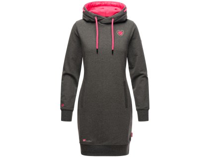 Women's long hooded sweatshirt Kirschblute Navahoo - DARK GREY MEL