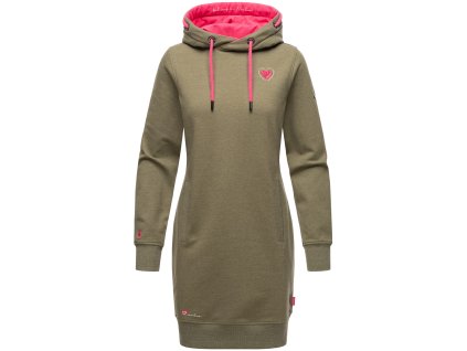 Women's long hooded sweatshirt Kirschblute Navahoo - DUSTY OLIVE MEL