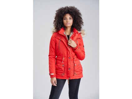 Dámska zimná bunda s kapucňou Grinsekatze Marikoo - RED