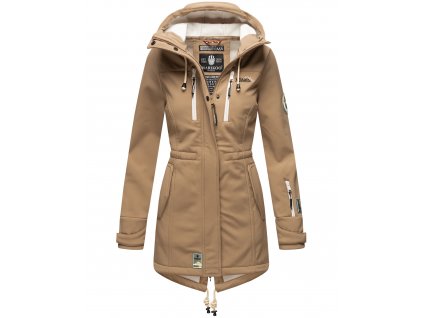 Dámska zimná bunda s kapucňou Zimtzicke softshell 7000 dry-tech Marikoo - TAUPE