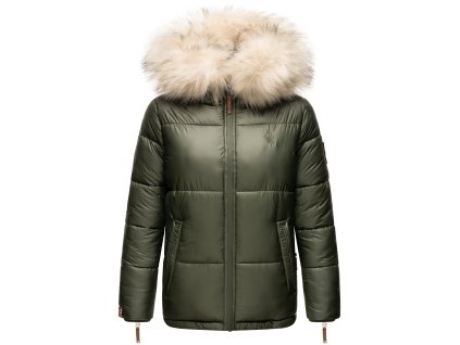 Dámska teplá zimná bunda s kožušinkou Tikunaa Premium Navahoo - OLIVE