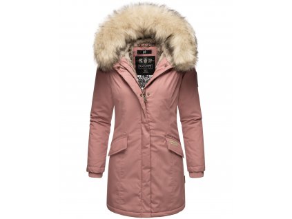 Dámska zimná bunda s kapucňou a kožušinkou Cristal Navahoo - DARK ROSE