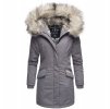 Dámska zimná bunda s kapucňou a kožušinkou Cristal Navahoo - GREY