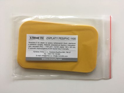 X-tremefix Záplaty PES/PVC 1100 - 5 ks žluté 150 x 90 mm na opravy nafukovacích člunů, bazénů 1100 g/m2