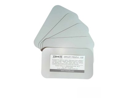 X-tremefix Záplaty PES/PVC 1100 - 5 ks šedé 150 x 90 mm na opravy nafukovacích člunů, bazénů 1100 g/m2