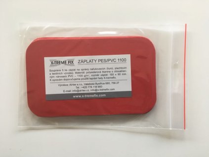 X-tremefix Záplaty PES/PVC 1100 - 5 ks červené 150 x 90 mm na opravy nafukovacích člunů, bazénů 1100 g/m2