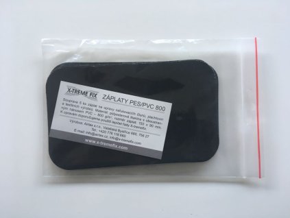X-tremefix Záplaty PES/PVC 800 - 5 ks černé 150 x 90 mm na opravy nafukovacích člunů, bazénů 800 g/m2
